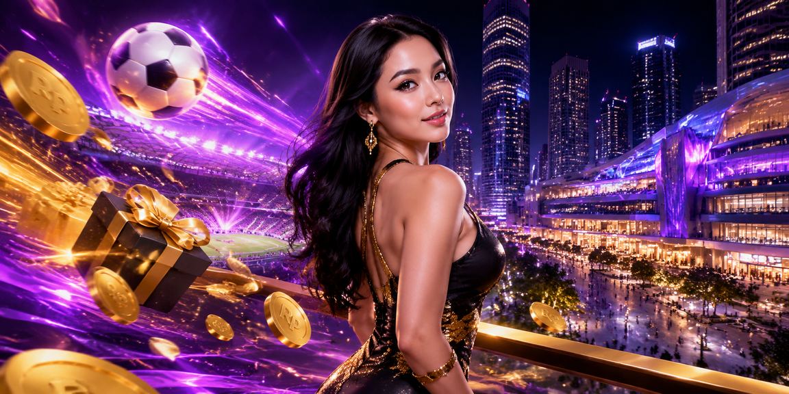 Tampilan neon bonus deposit platform hiburan online malam hari