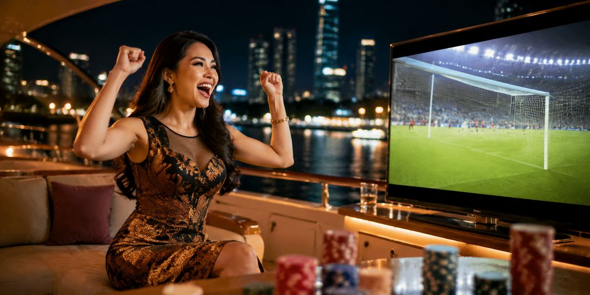 Pemain Vietnam menikmati casino betting dengan laptop di kafe